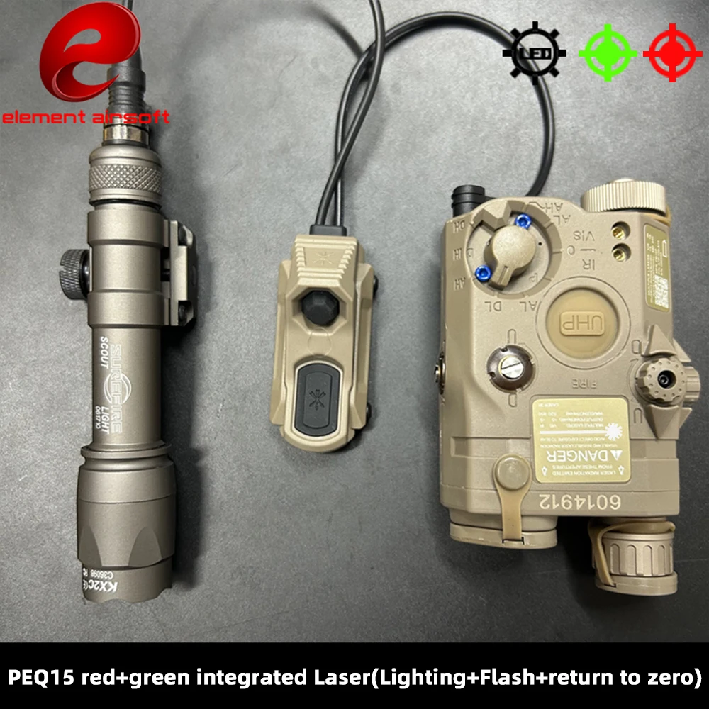 Tactical Element PEQ15 Laser Red and Green Integrated M300A M600C Tactical Laser Light Battery Box Dual Control Rat Tail Outdoor