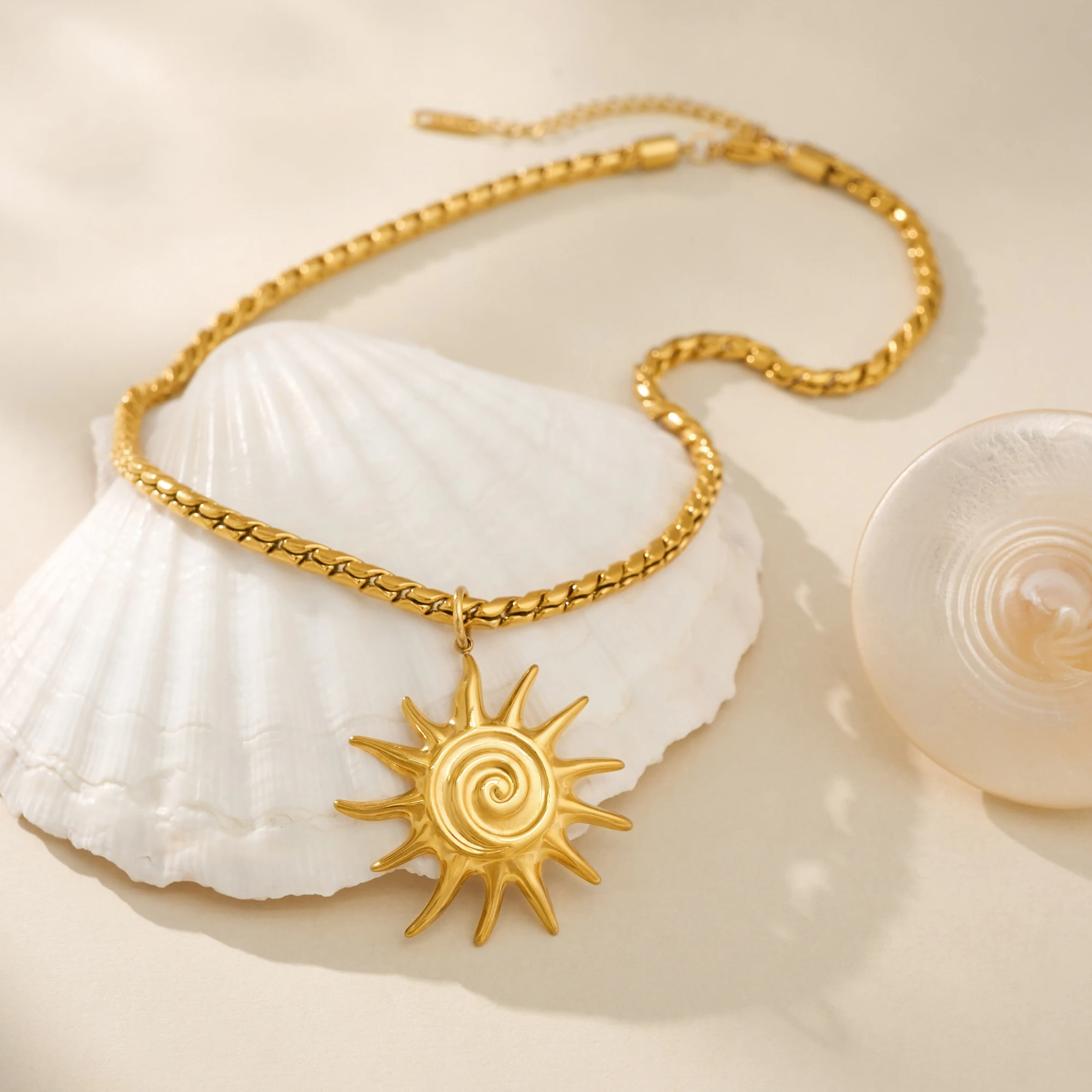 DASEIN 2025 New Vintage Sun Spiral Necklace Earrings Set 18k Gold Plated Tarnish Free Stainless Steel Luxury Jewelry Accessories