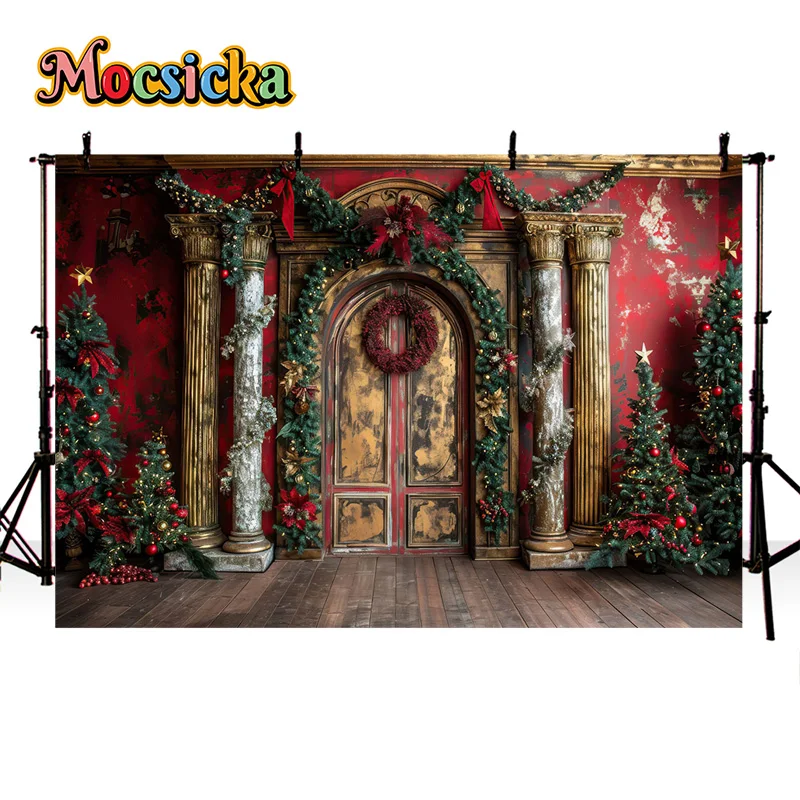 Christma Photography Background New Year's Eve Party Xmas Tree Boxes Gifts Broken Wall Backdrop Kid Portrait Photo Banner Prop