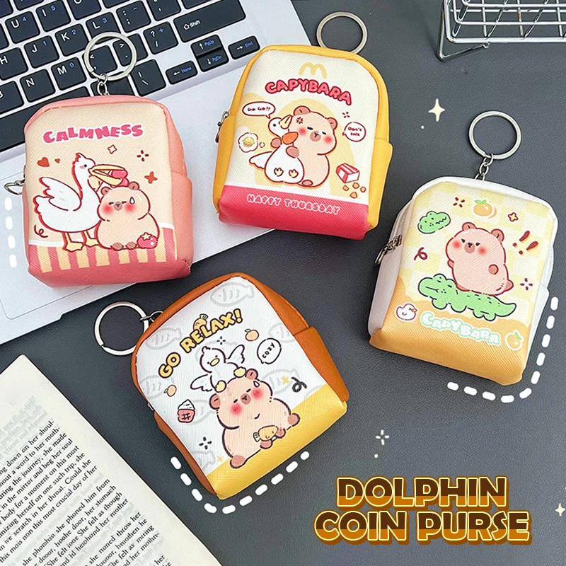 

Cartoon Capybara Coin Purse Cute Mini Soft Coin Storage Bag Student Earphone Key Bag Minimalist Kawaii Wallet Birthday Gifts