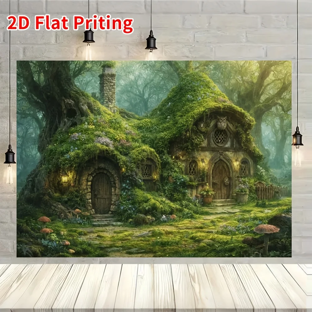 Enchanted Forest Cottage Wall Art Vintage Fairy Tale Woodland Scene Decor for Living Room Bedroom