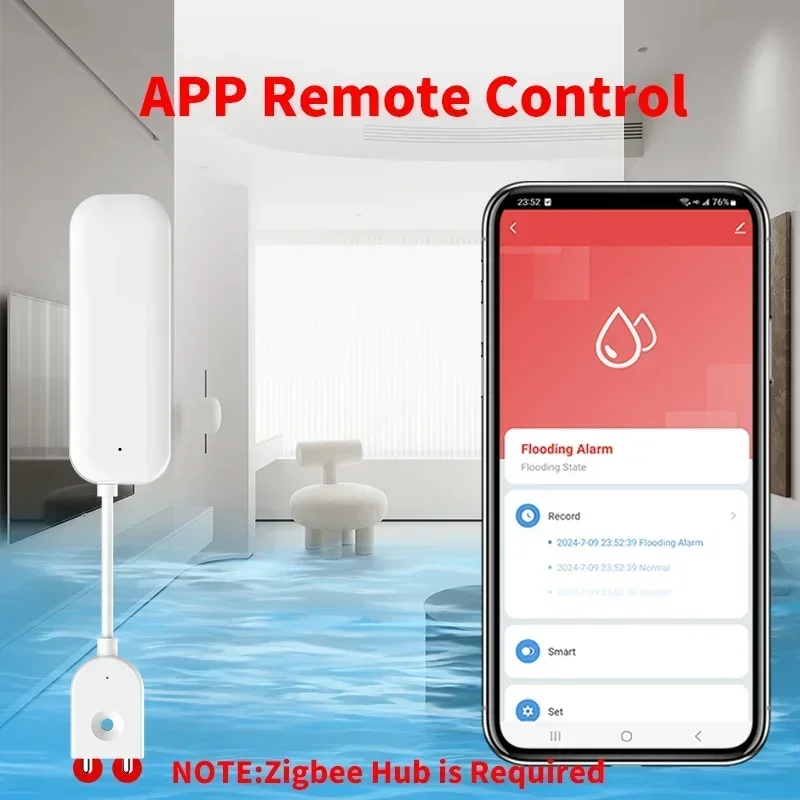 Funziona con Alexa Smart Life Yandex Alice tuya Zigbee 3.0 Sensore di perdite d'acqua APP Controllo remoto