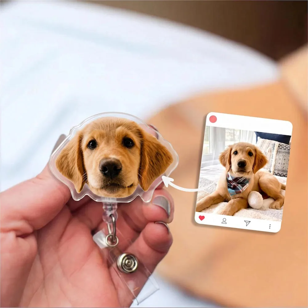 Custom Dog Badge Reel Personalized Funny Pet Badge Reel From Photo - Christmas Gifts For Nurse Badge Reel With Picture