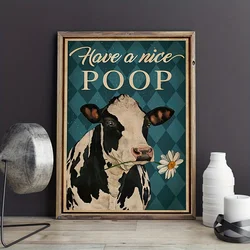 1pc Canvas Animal Abstract Painting Have A Nice Poop Cow Wall Art Poster Biting The Daisies Modular Funny Pictures  Home Decor