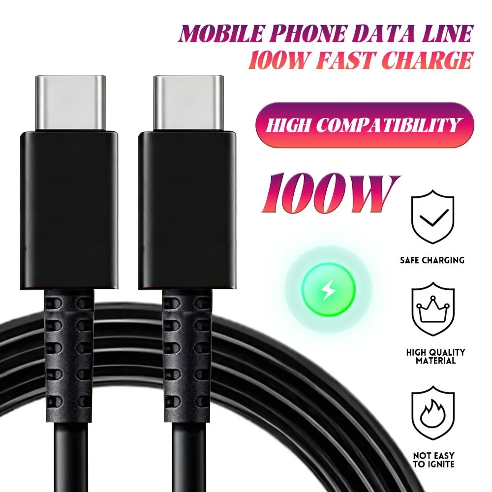 2-1pcs 100w USB C Super Fast Charging Cable Type C To Type C Data Cord for Samsung S26 S25 S24 Plus Ultra Tablet Data Transfer