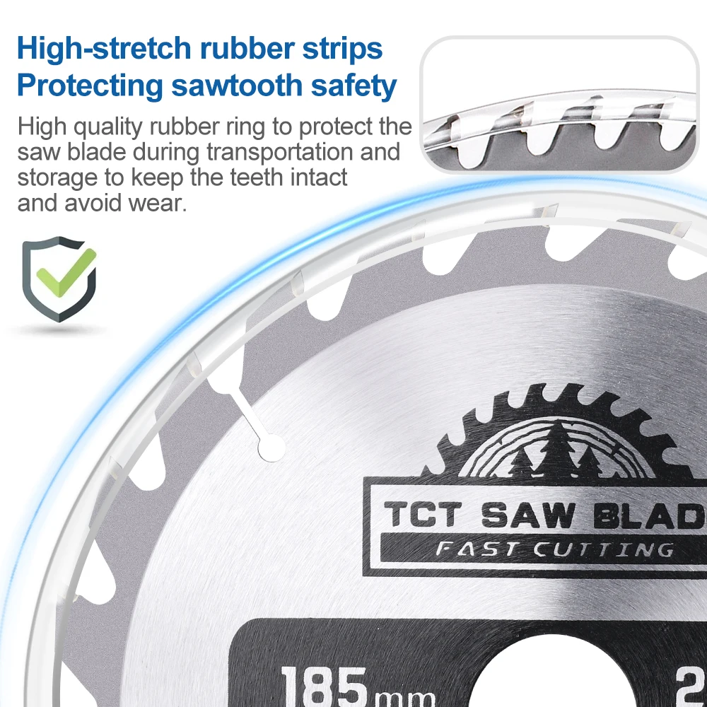 XCAN 185/190/205mm TCT Kreissägeblatt Hartmetall-Sägeblatt Holzschneidscheibe 20-60T mit Hartmetallspitzen Holzbearbeitungswerkzeuge – Detail 4