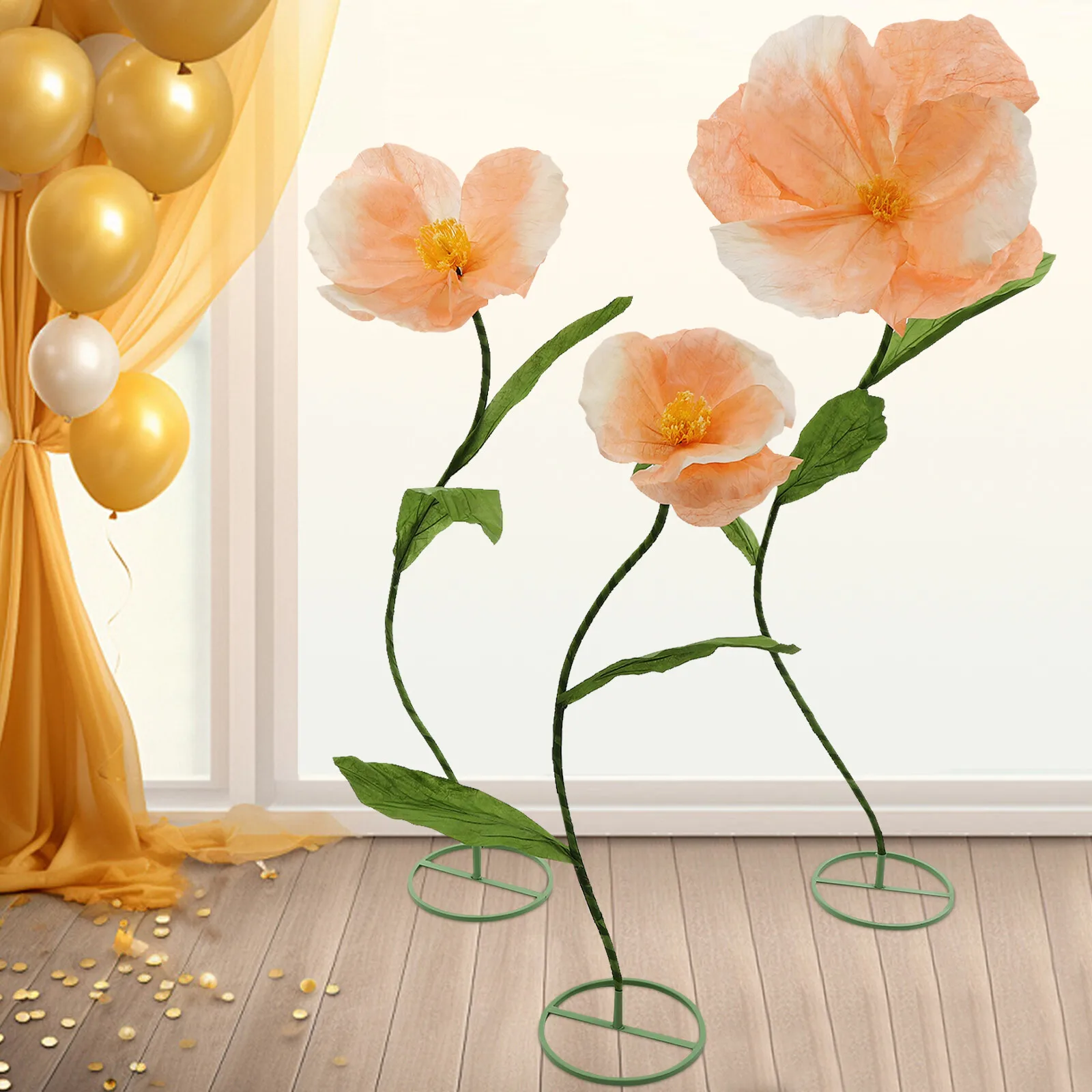 

Wedding Decoration Artificial Flower Large 180cm Champagne Color W/ 3 Bases for Birthday Party Backdrop Photo Prop Store Display