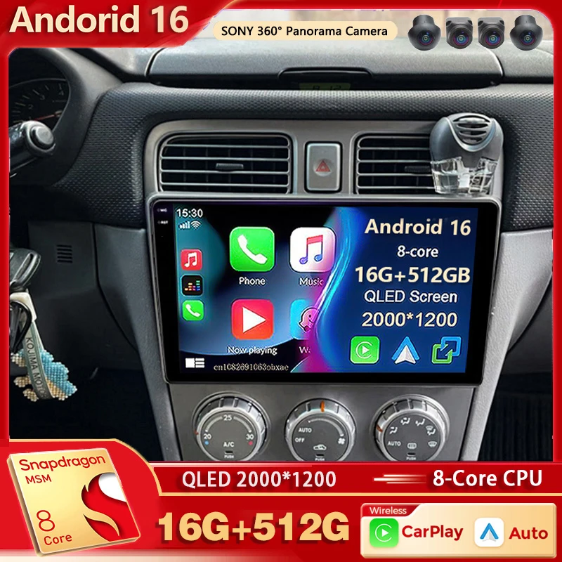 Android 16 For Subaru Forester SG 2002 - 2008 2K QLED Android Car Radio Multimedia Video Player GPS Stereo CarPlay 4G Head Unit