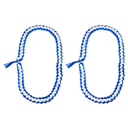 2Pcs Graduation Leis Blue and White Graduation Ribbon Leis Graduation Money Leis Class DIY for Ceremony and Party 47 Inch