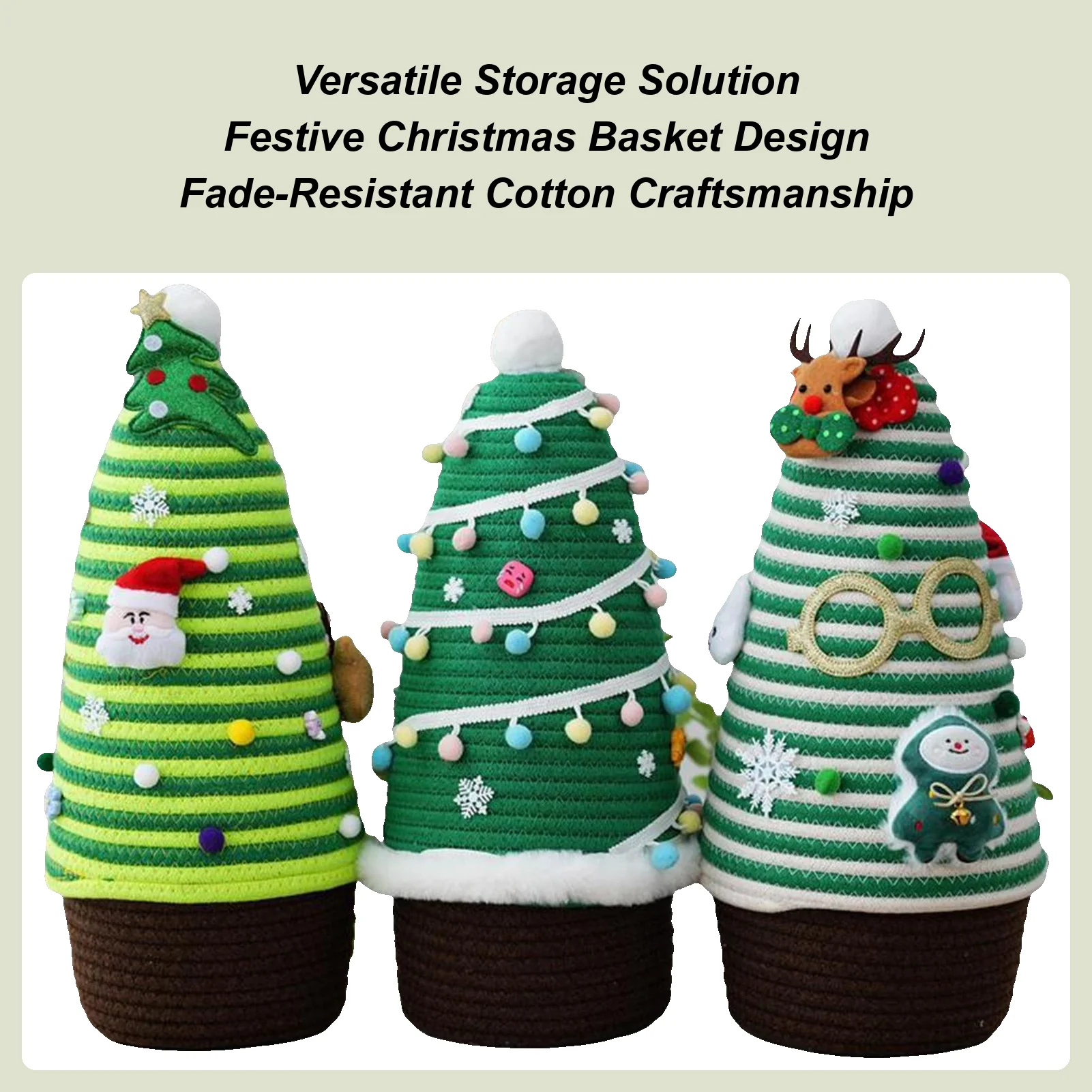 Christmas Basket Empty Candy Organizer Containers Christmas Decoration Storage Basket For Diapers Pet Toy Living Room Table