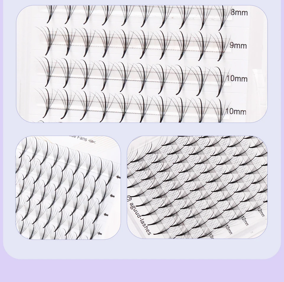 Aguud 3D 5D 7D 9D Wispy Prefabrik Fan Spike Promade Wimpernverlängerung Spitze Basis Hybrid Fan Lash C D Curl Effect Wispy Lash – Detail 14