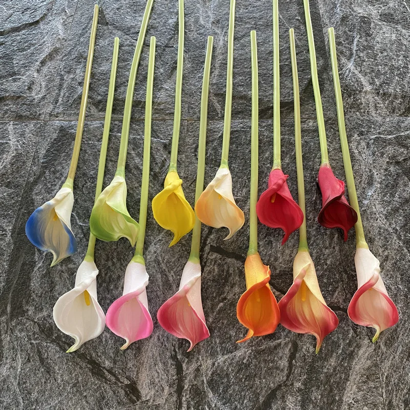 5 Stück Künstliche PU Große Hufeisenblumen Heimdekorationen Calla-Lilien Kunstblumenstrauß Hochzeit Party Tisch Blumendekorationen – Detail 2