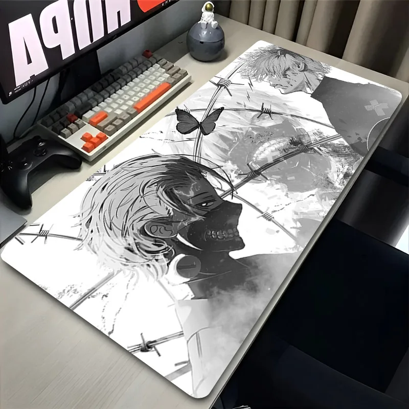 Japan Anime Tokyo Ghoul Mouse Pad Black and White Kaneki Ken Desk Mat Gaming Accessories Laptop Pads Gamer Extended Table Carpet