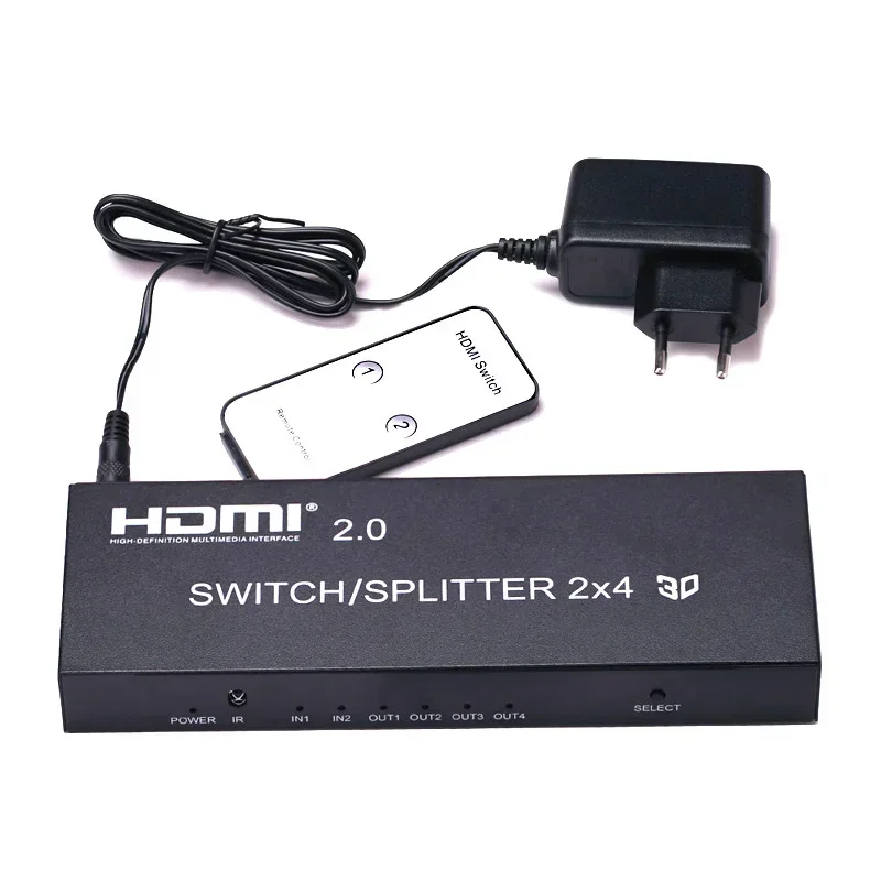 HDMI 2.0 4K 60hz 1x2 1x4 2x4 HDMI Switch Splitter 3D Video Converter for PS3 PS4 PS5 DVD Laptop PC To 2 3 4 TV Monitor Projector