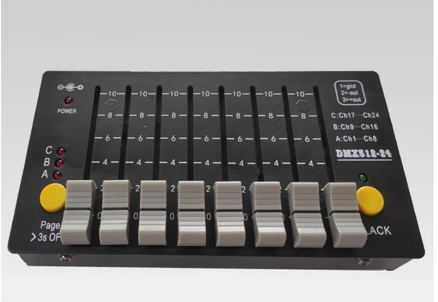 

DMX512 decoder controller，8 way 24 channels mini DMX512 light console, with rechargeable battery