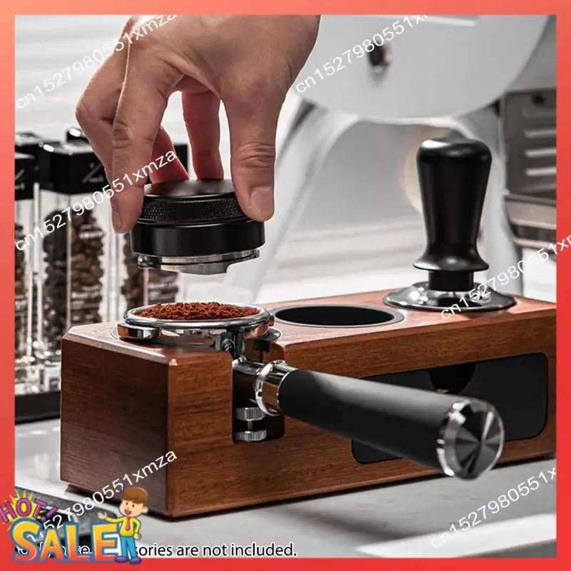 

ABCL Espresso Tamping Station With Wooden Holder, Fits 51Mm-58Mm Portafilters, Includes 3 Holes For Tampers And Levelers