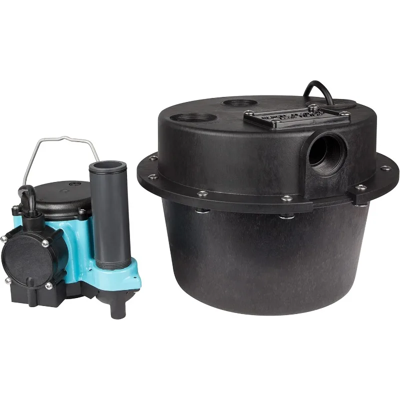 2760 GPH Compact Under Sink Drainosaur Automatic Sump Pump/Basin System with 10-Ft. Cord, Black/Blue, 506065