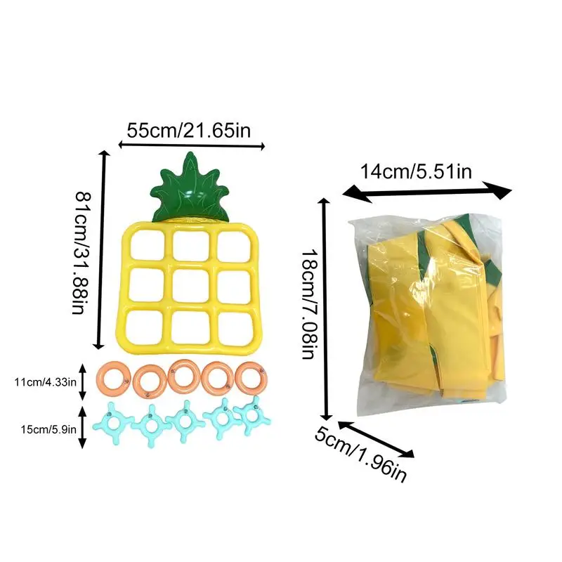팽창식 수영장 게임 플로트, 보드 게임 토스 세트, 물 플로트 체스 보드 파인애플 모양 수영장 장난감