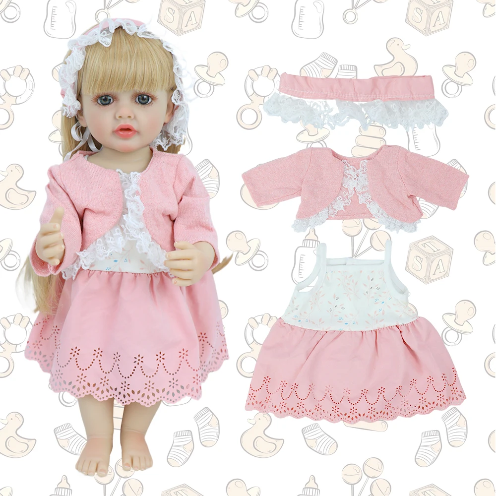 22 zoll Baby Puppe Kleid Overall Haarband Outfit Kleidung Anzug für 55 cm Reborn Mädchen Puppe Zubehör Spielzeug DiY Weihnachten geschenke