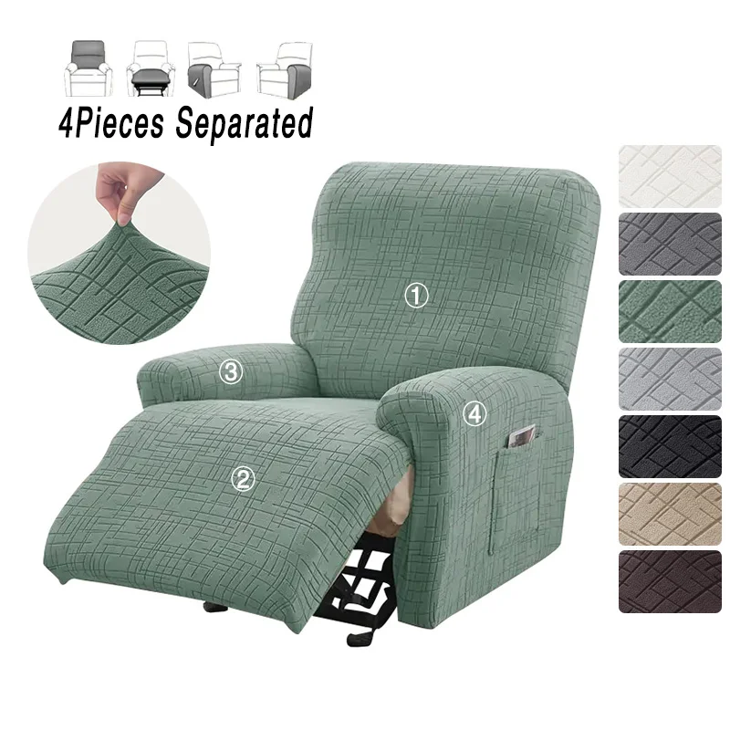 

4pcs/set Split Recliner Sofa Cover Jacquard 1seater Relax Armchair Slipcover Stretch Single Sofa Cover Living Room funda sofa