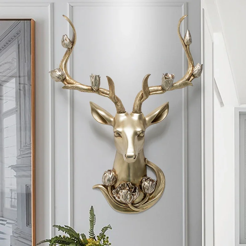 Three-dimensional Wall Decoration Pendant Model Room Living Room Porch Background Wall Deer Head Wall Hanging