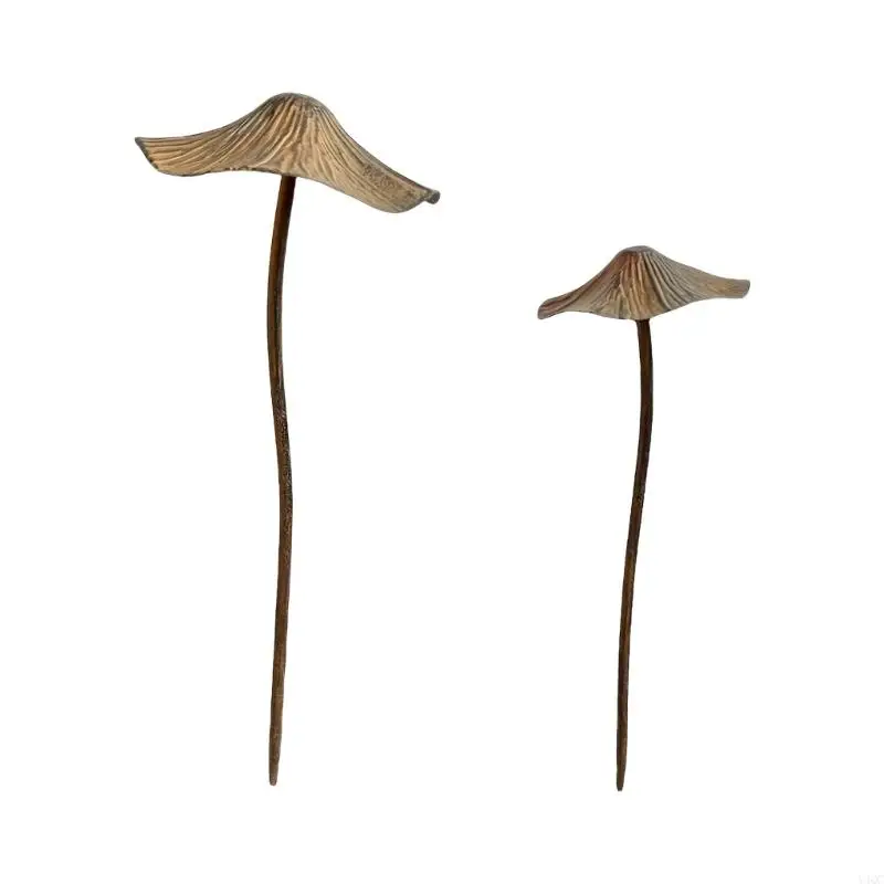 

2PCS Mushroom Garden Stakes Weather Resistant Outdoor Antique Ornament Y4QC