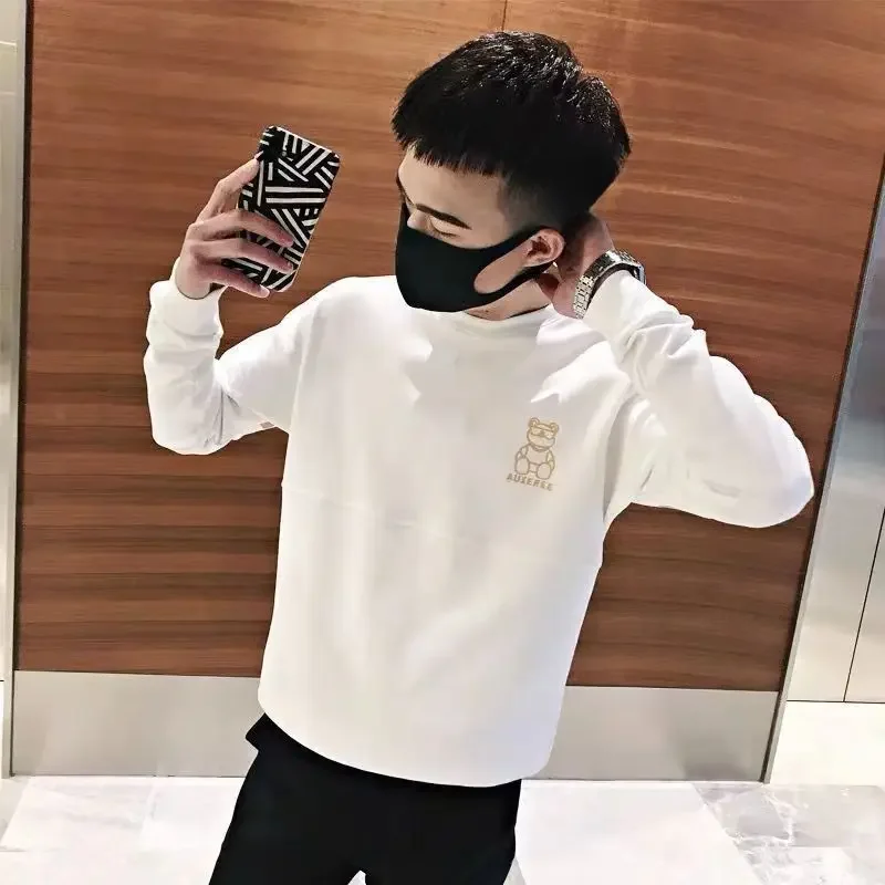 Men\'s Clothing Pullover Top Graphic Sweatshirts for Man Round Neck Crewneck Hoodieless Print Simple Aesthetic Emo One Piece Warm