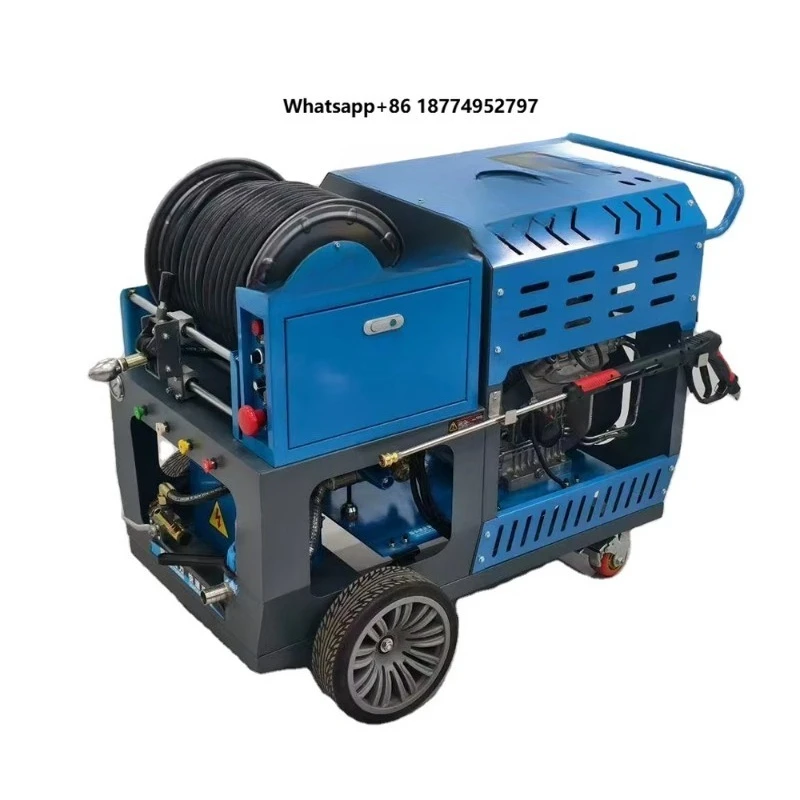 New 200bar 80L/min 37HP Pipeline Drain Cleaning Jetter Engine Compact Design Remote Control Community Sewer Maintenance