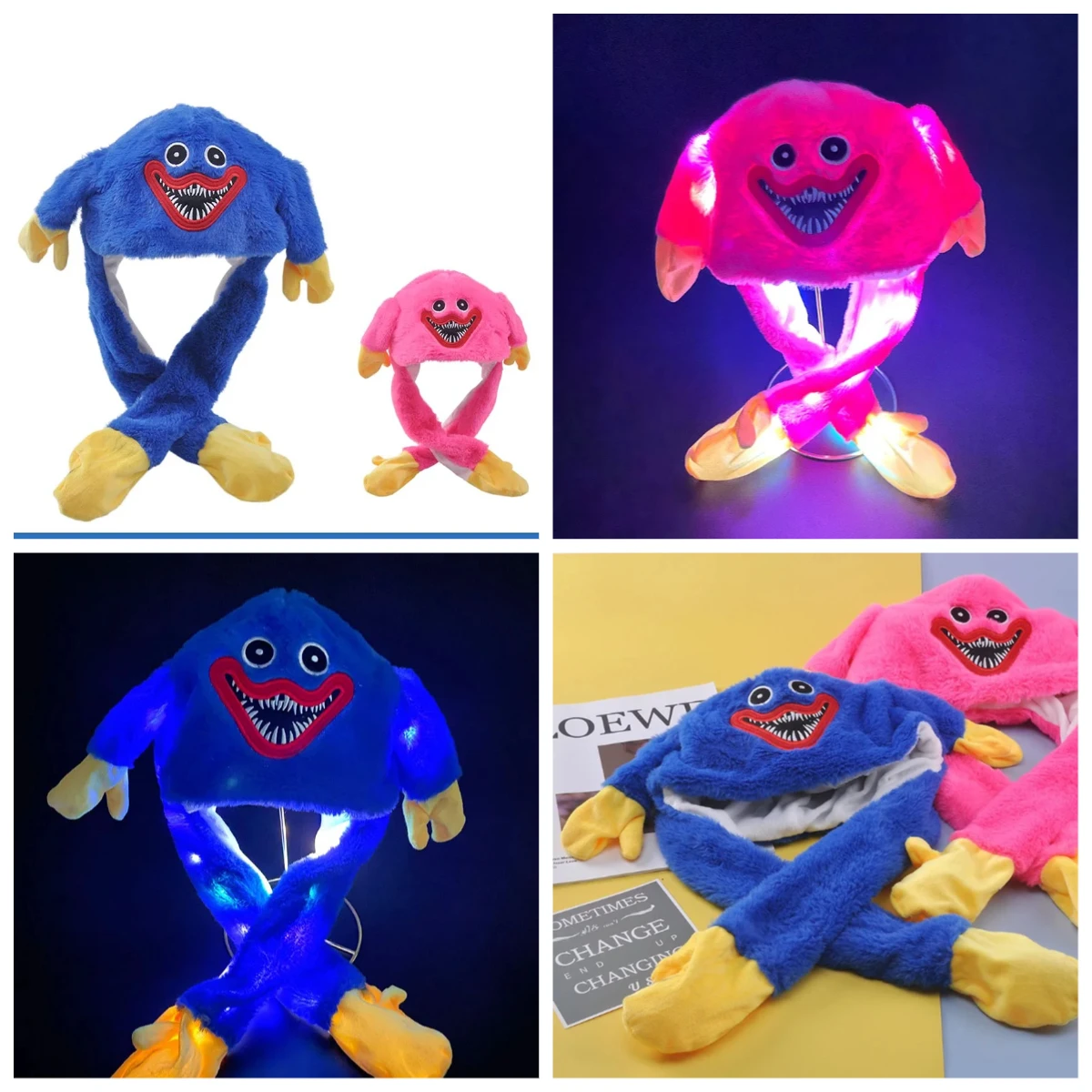 Poppy Playtime Ear Moving Hat Costume Cosplay Party Funny Jumping Up Game Toy Girls Cartoon Plush Toys Perfect Gift For Adult