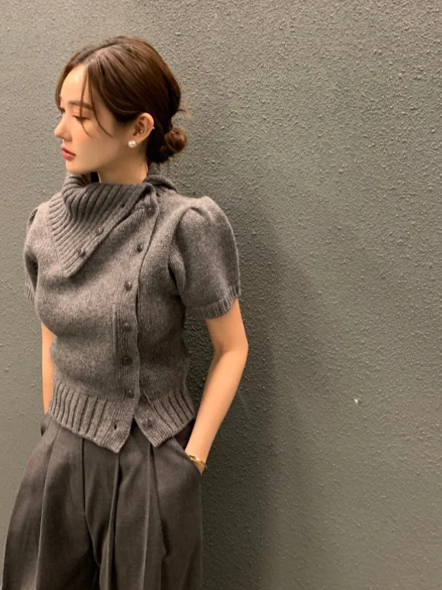 

Женский шикарный вязаный свитер с высоким воротником в стиле ретро, осенняя новинка, толстовка из полиэфирного волокна