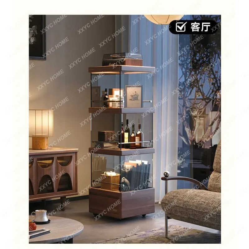 XX Northblack walnut solid wood living room sofa side cabinet mobile storage display cabinet