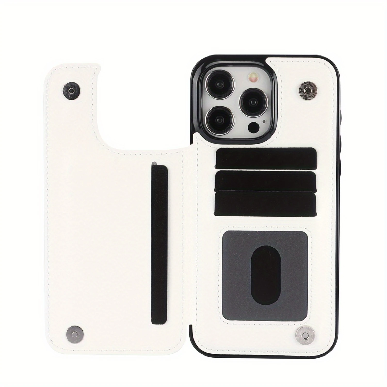 For  15 Pro Max 15 Plus Wallet Case With Card Holder, PU Faux Leather Kickstand Card Slots Case, Double  Clasp And Durable Shock