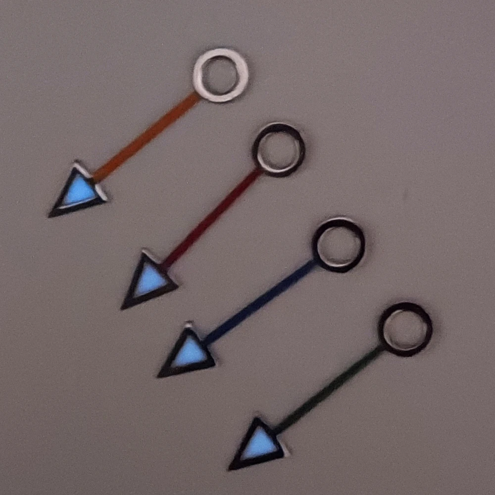 Синие светящиеся часы, аксессуары для стрелок, часы с механизмом 3804, иглы GMT, четыре руки, секундная стрелка