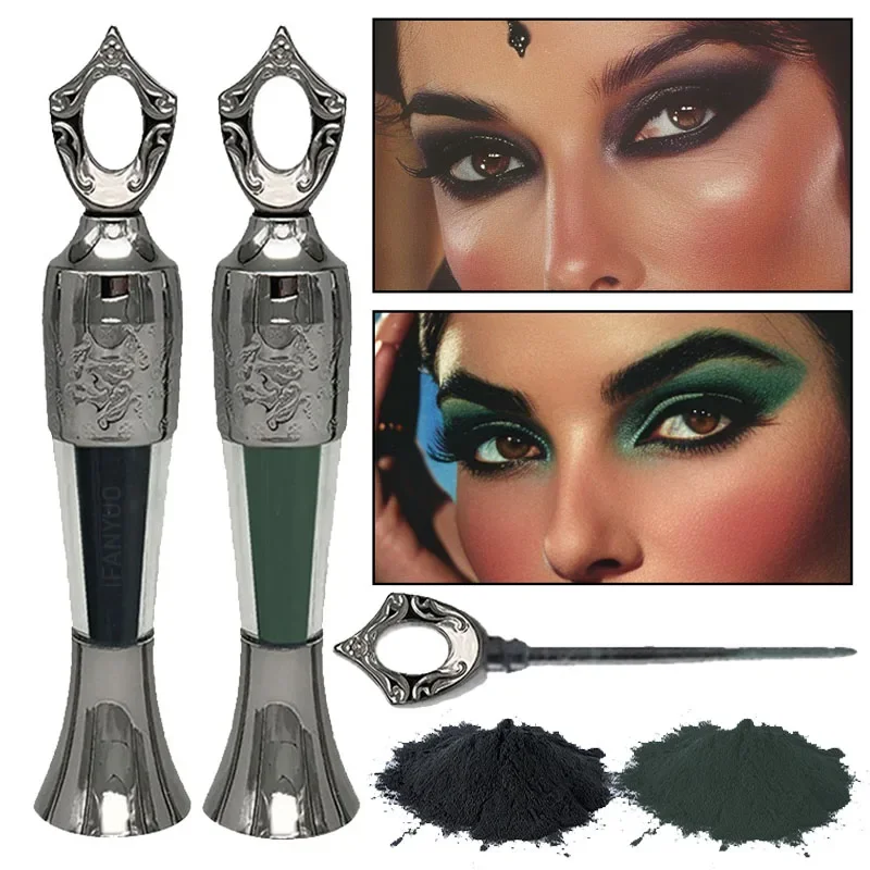 Retro Flasche Puder Eyeliner 2 Farben Mineral Puder Eyeliner Stick wasserdicht langlebigen schwarzen Kohl Lidschatten kein Fleck Make-up