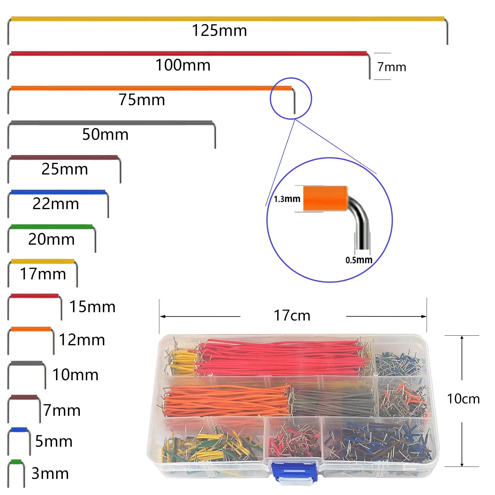 840Pcs U Shape Solderless Breadboard Jumper Cable Wire Kit For PCB Bread Board Prototyping Circuits, For DIY