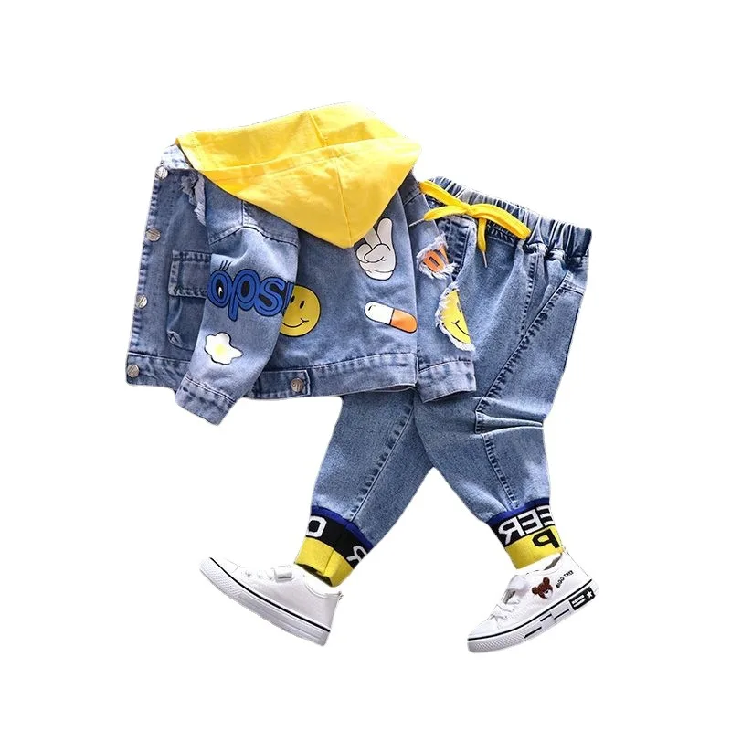 Boys Spring Clothes Suit Handsome Children Denim Two-Piece Suit Western Style Baby Baby Spring and Autumn Clothes