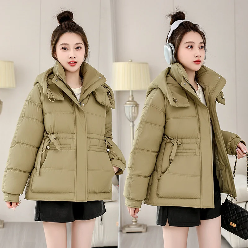 2024 Winter Jacket Coats Women Down Cotton Clothes Loose Hooded Parkas Warm Cotton Padded Jacket Snow Overcoat Female Outerwear