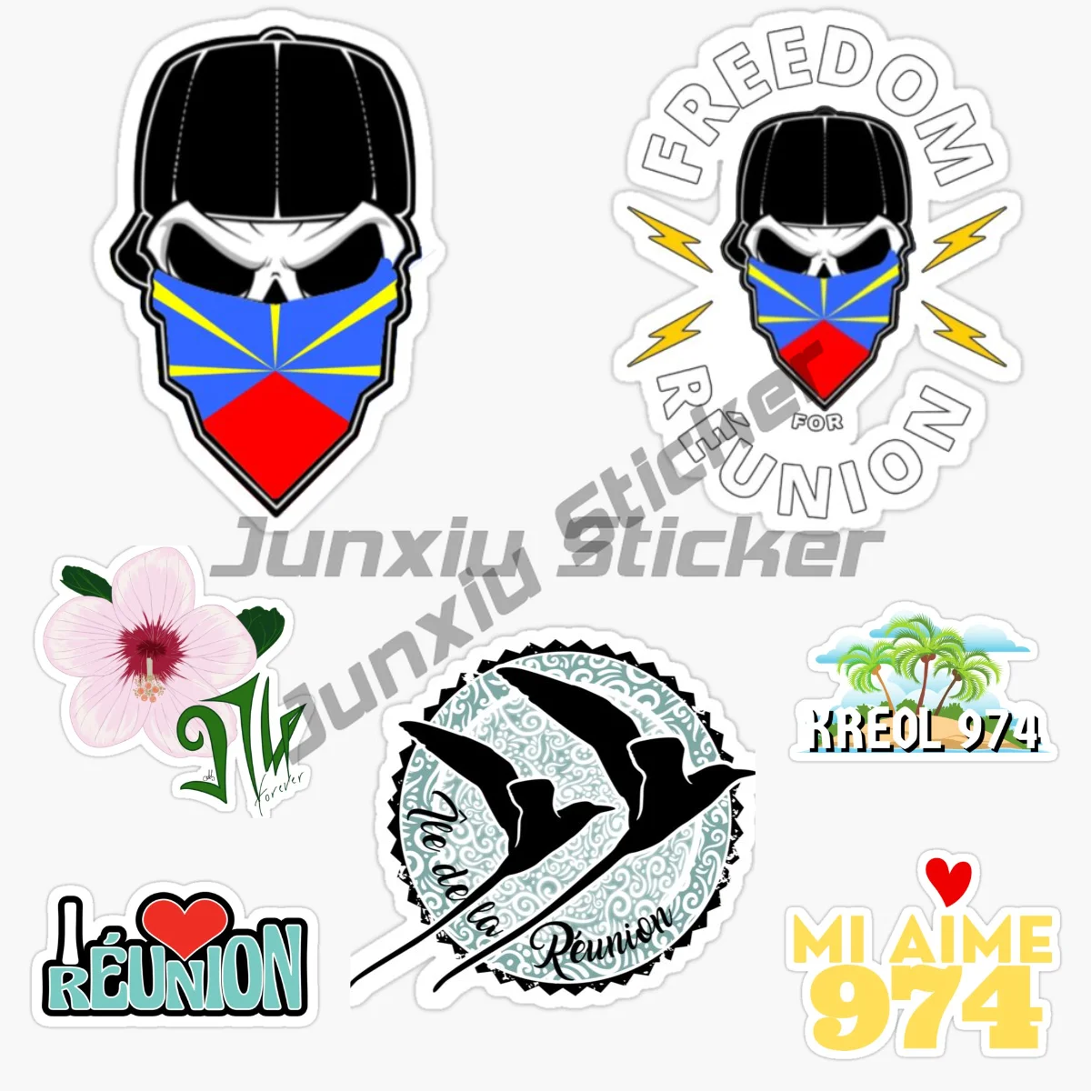 

France LA REUNION 974 Reunion Island 974 Flag Map Waterproof Vinyl Decal Car Accessories DIY Car Styling Car Sticker