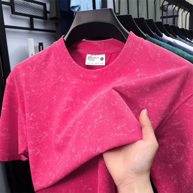 Casual Crew Neck Men's T-Shirt Comfortable Cotton Blend Short Sleeve Soft Breathable Summer Streetwear