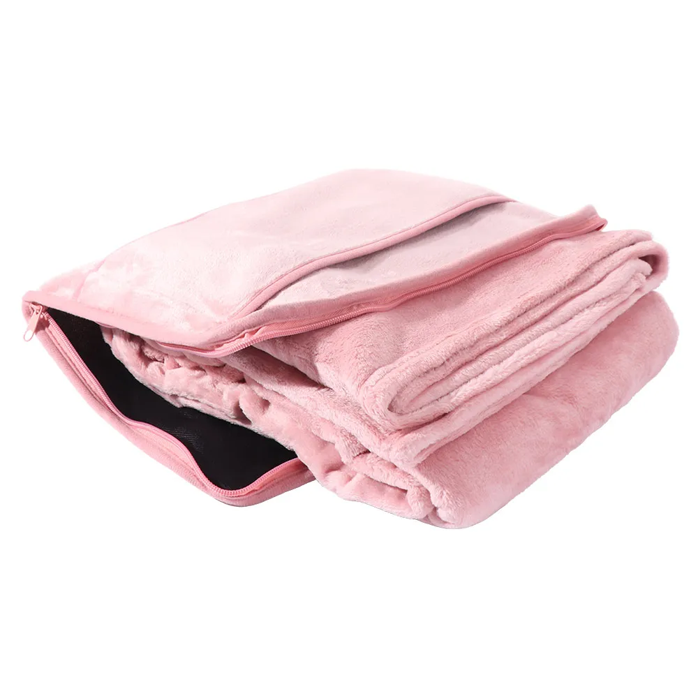 High-Quality 2 in 1 Travel Pillow and Blanket Set Warm Foldable Nap Quilt Portable Luggage Strap Soft Throw Pillow Airplane