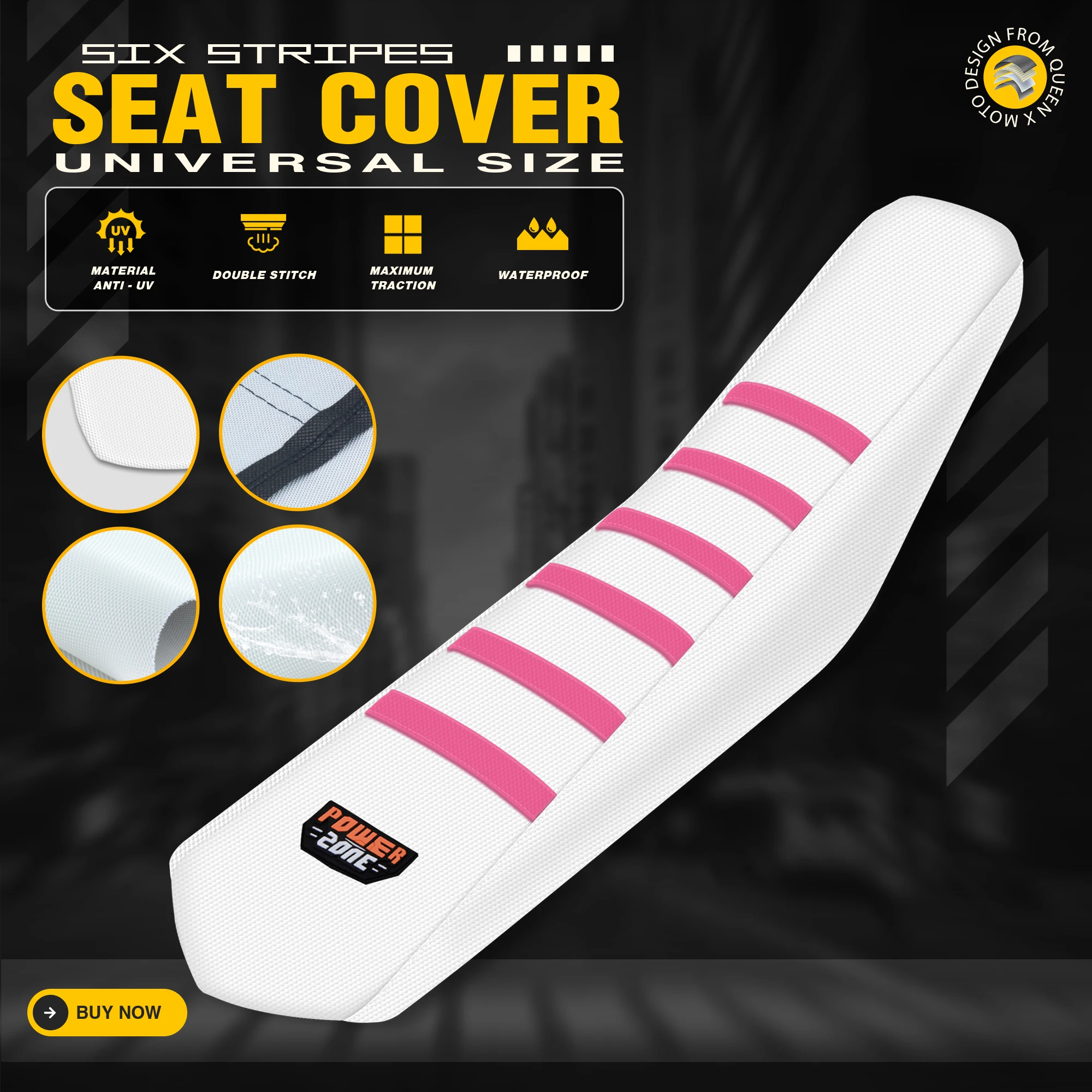 Queen X Universal PINK Ribbed Motorcycle Accessories Seat Cover For SX YZF TC CRF Dirt Bike Waterproof Non-slip Seat Cushions