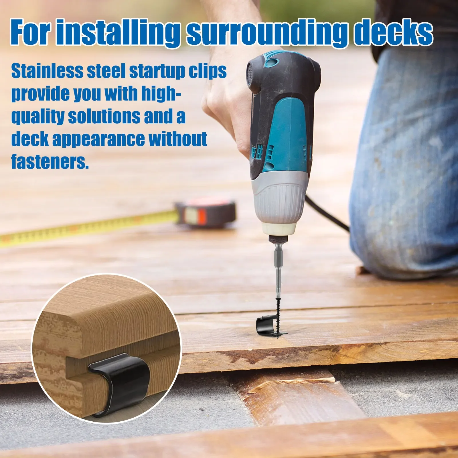 36/72Pcs Composite Deck Clip Outdoor Universal Flooring Fasteners Furniture Accessories Easy-Assembly Stainless Starter Clips