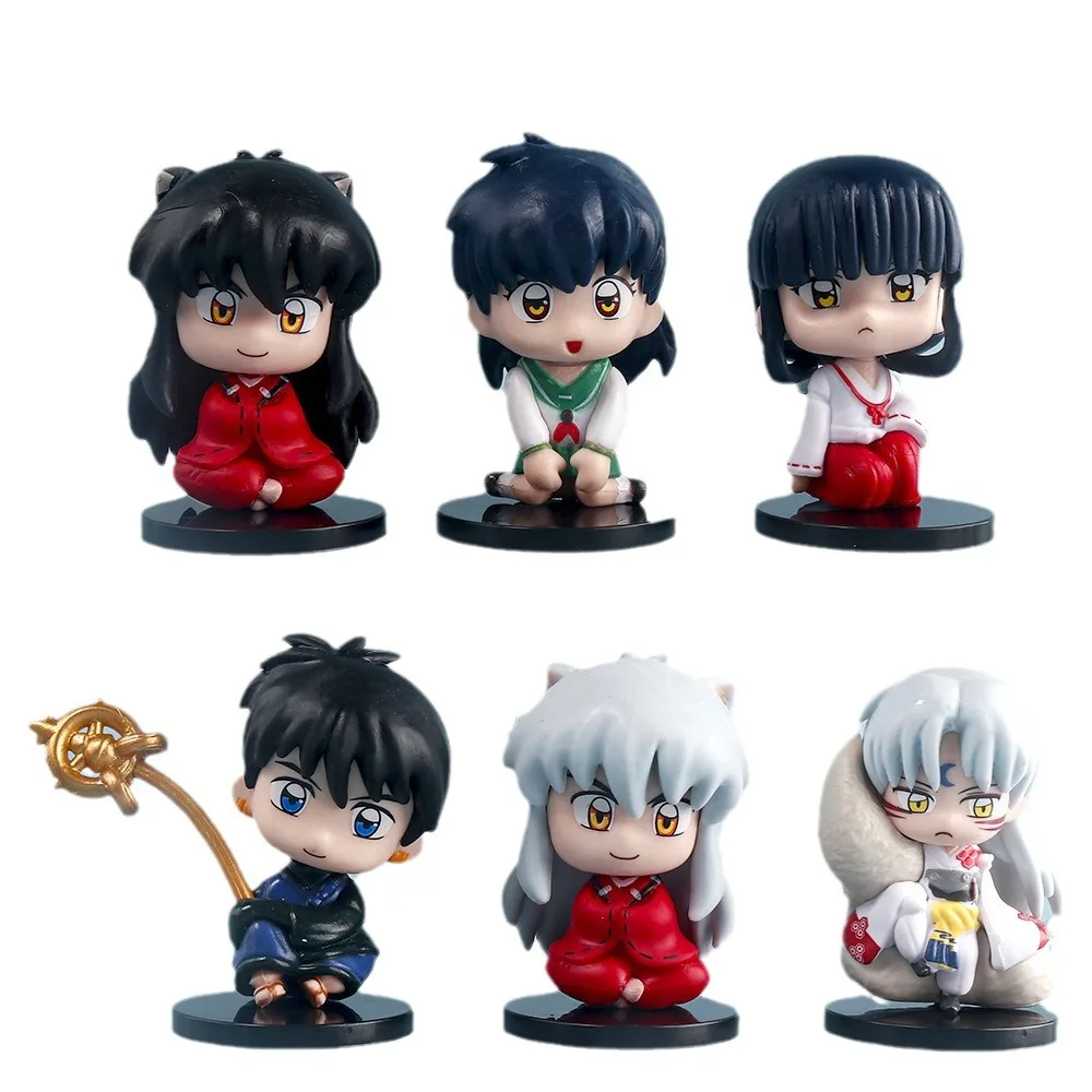 6Pcs New Inuyasha Action Figure Sesshoumaru Cute Mini Doll Comic PVC Model Toys Gift Kids Desktop Decoration Charm Collection