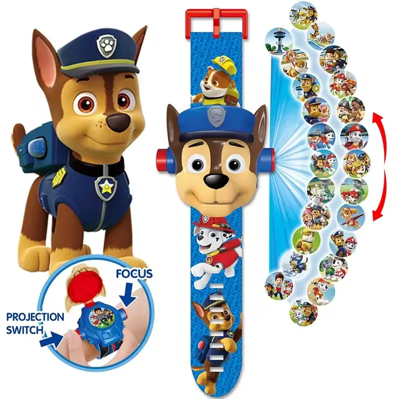 Paw Patrol Toy 3D Projection Digital Watch Toys Set Dog Chase Skye Anime Action Figures Model Toy Marshall Chase Kid Gift