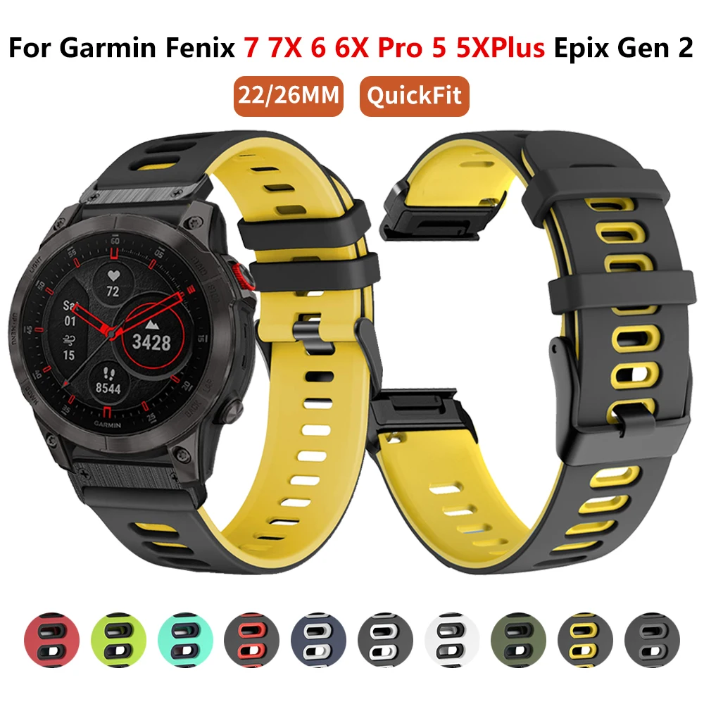 

22mm 26mm QuickFit Silicone Sport Strap for Garmin Epix Gen 2 Fenix 7 7X 6XPro 5XPlus Quatix 7X/Enduro 2 TACTIX DELTA Watchband