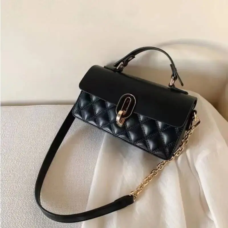 Bloom Vintage Coffee Handbag Women High Street Leather Handle Chic Messenger Bag Ladies Retro Casual Crossbody Bags Aesthetic