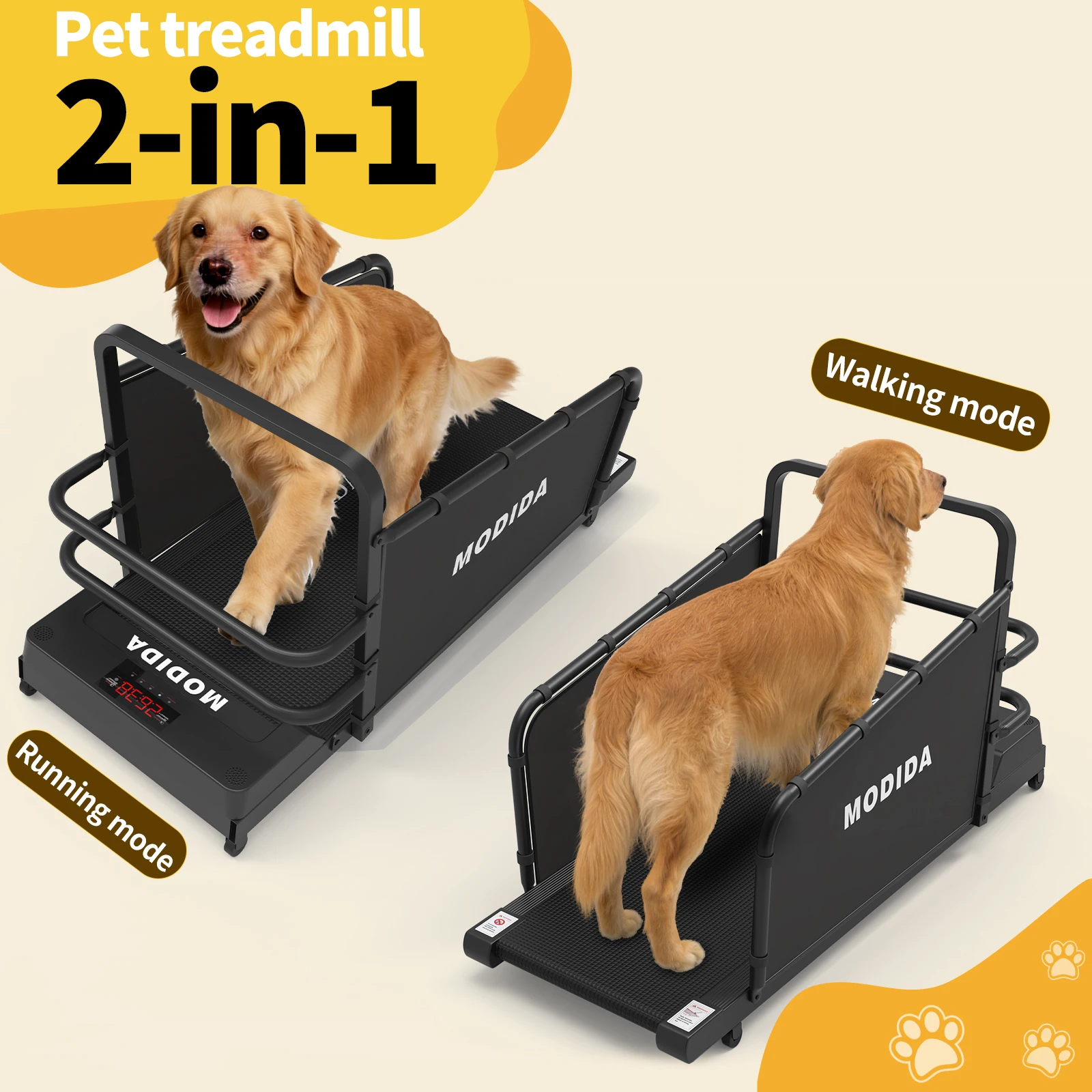 Dog Treadmill for Large Dogs, Adjustable Speed 1-8km/h Pet Running Machine with LED Display, Quiet Indoor Dog Exercise Equipment for Home Training, Track Time Distance Calories Burned