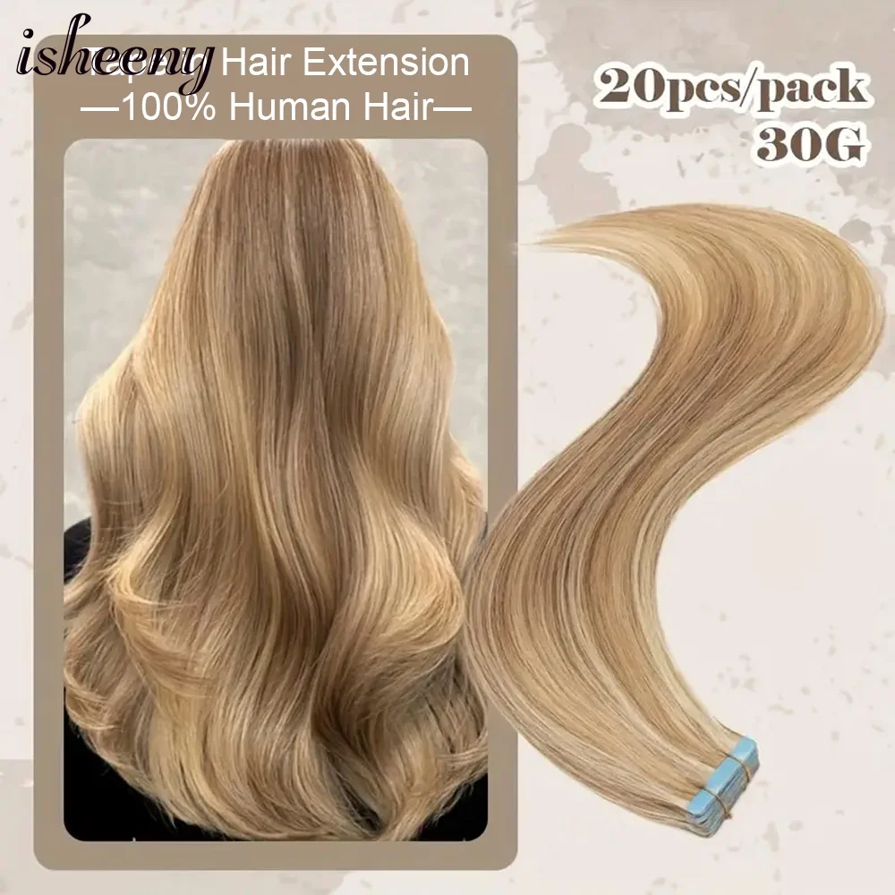 Extensiones de cabello humano con cinta adhesiva sin costuras de 12 "-20" pulgadas, máquina recta Natural de cabello humano, extensiones de cabello Remy