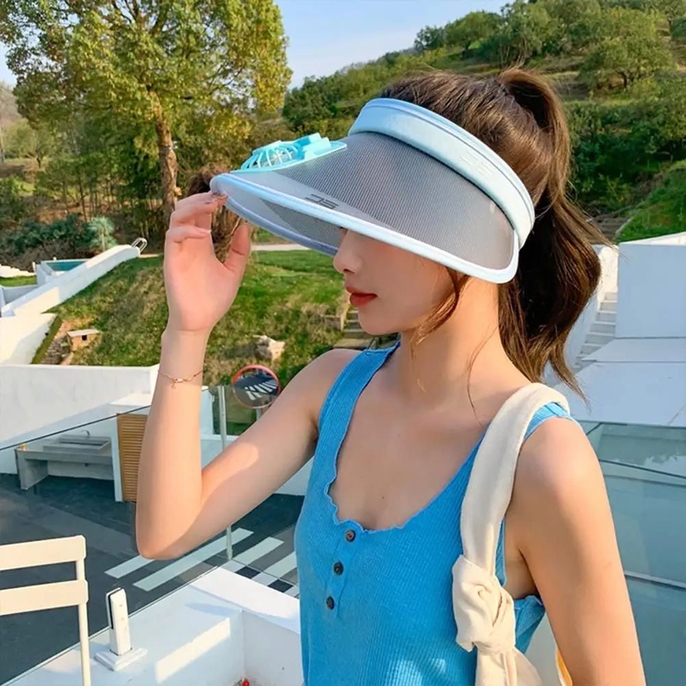 Rechargeable Fan Sun Hat Stylish Women's Usb Charging Sun Hat with Adjustable Fan Wide Brim Anti-uv Protection for Travel