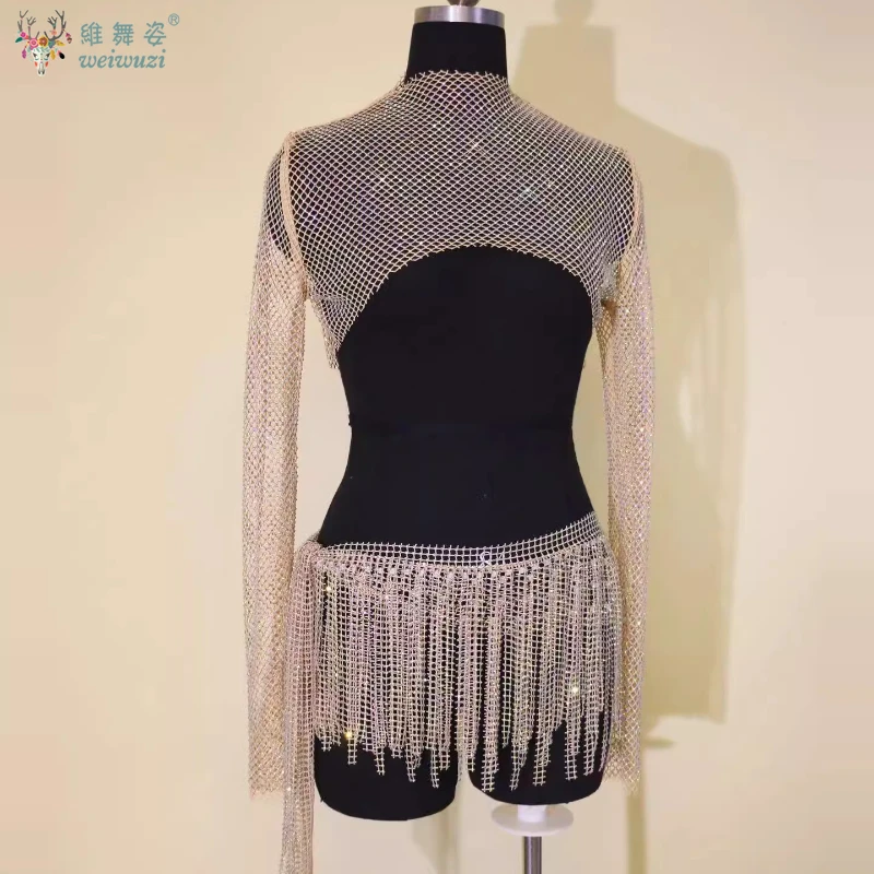 Costumi professionali per la danza orientale, costumi di lusso per anziani, danza piena di diamanti, nuova competizione di danza del ventre, maglia a maniche lunghe con trapano
